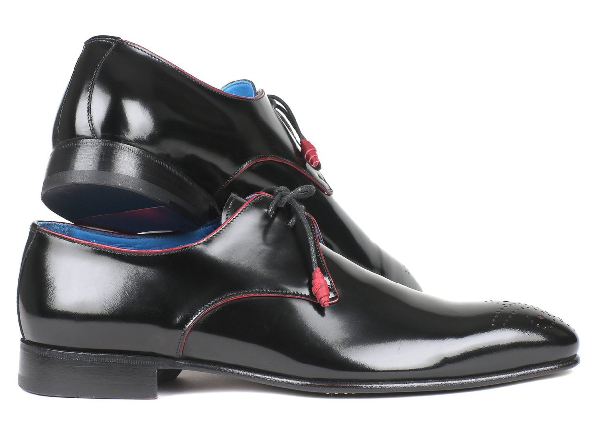 Paul Parkman Men's Medallion Toe Derby Shoes in Black