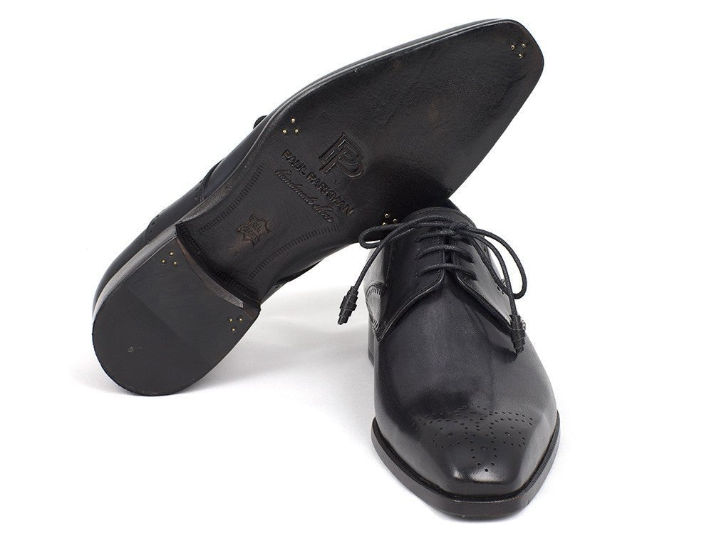 Paul Parkman Men's Medallion Toe Derby Shoes in Black