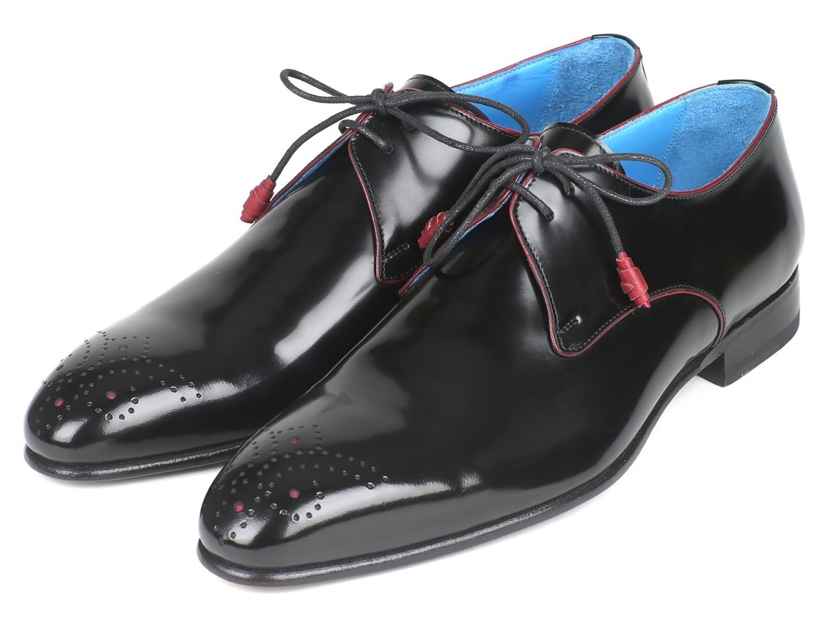 Paul Parkman Men's Medallion Toe Derby Shoes in Black