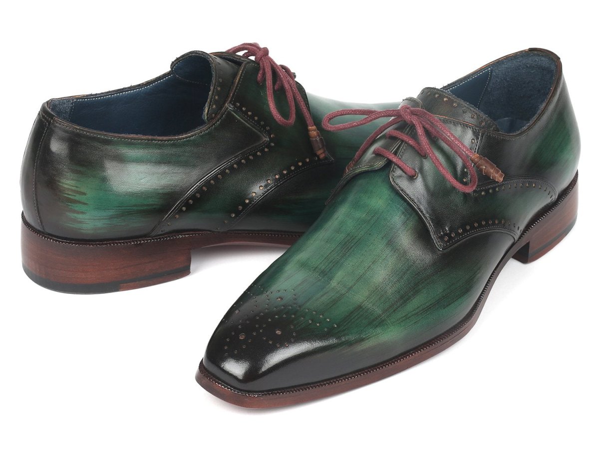 Paul Parkman Men's Medallion Toe Derby Shoes in Green