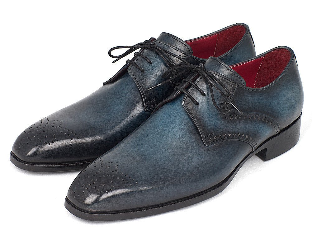 Paul Parkman Men's Medallion Toe Derby Shoes in Navy and Blue