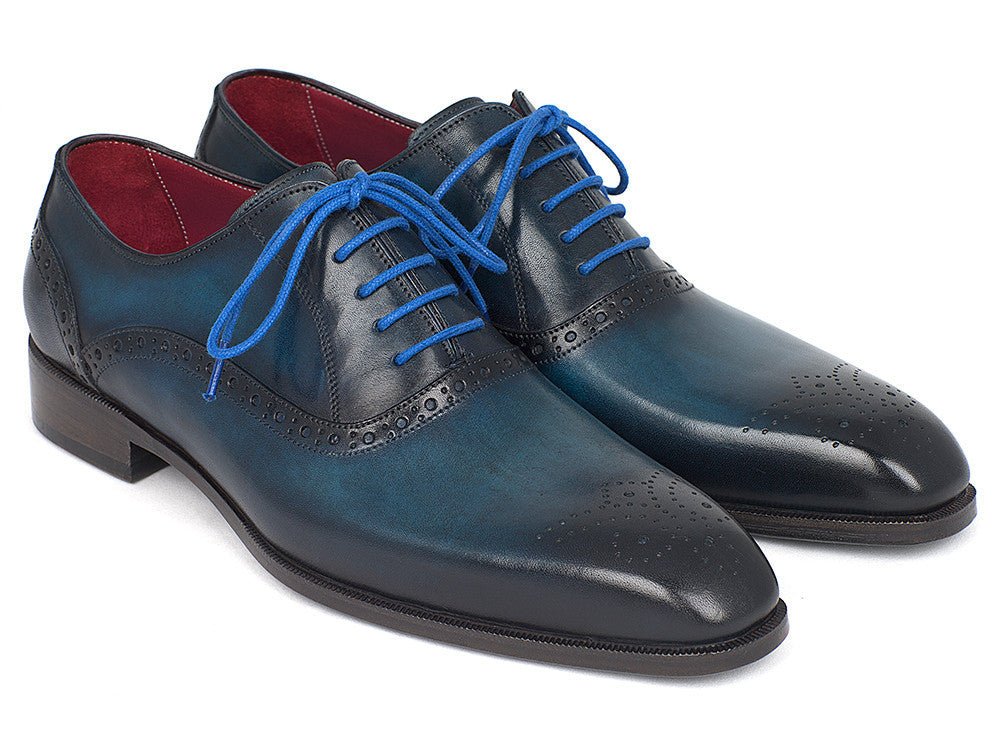 Paul Parkman Men's Medallion Toe Oxfords in Blue and Navy
