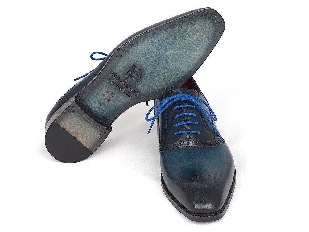 Paul Parkman Men's Medallion Toe Oxfords in Blue and Navy