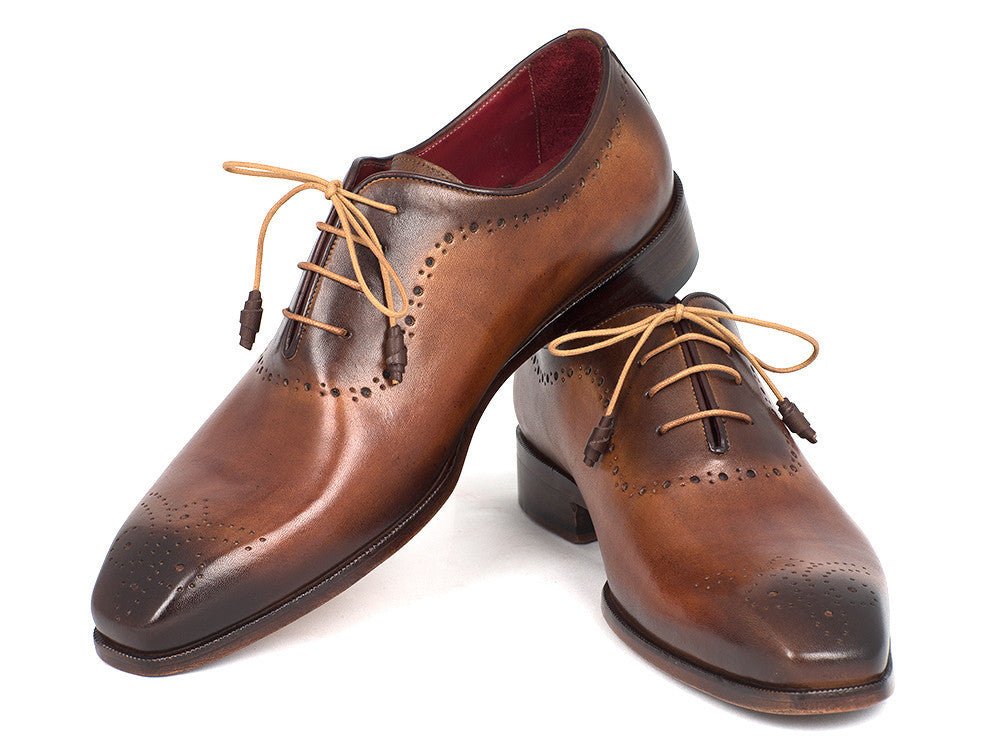 Paul Parkman Men's Medallion Toe Oxfords in Brown and Camel