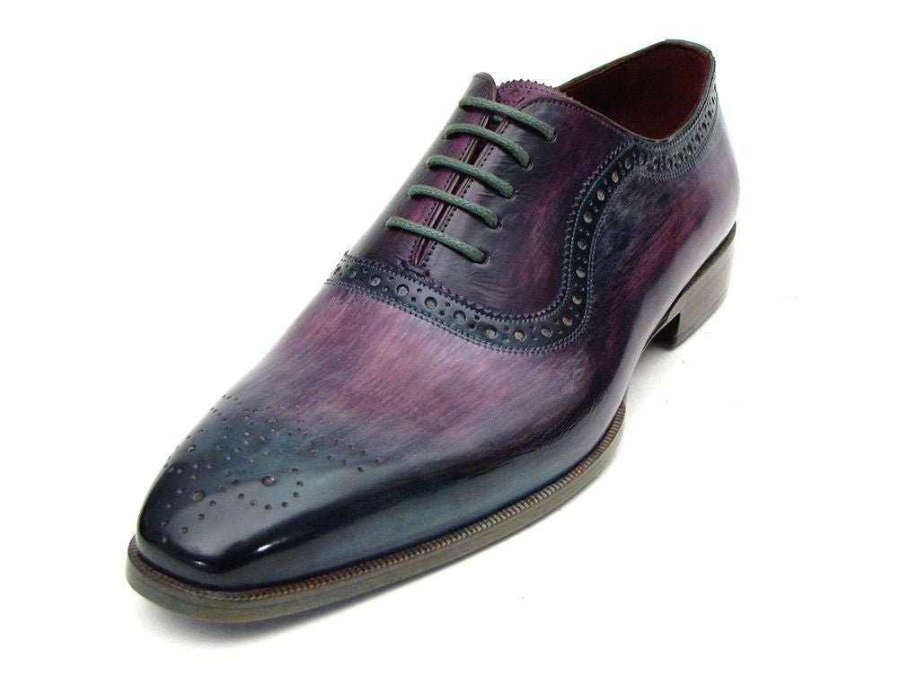 Paul Parkman Men's Medallion Toe Oxfords in Purple and Navy