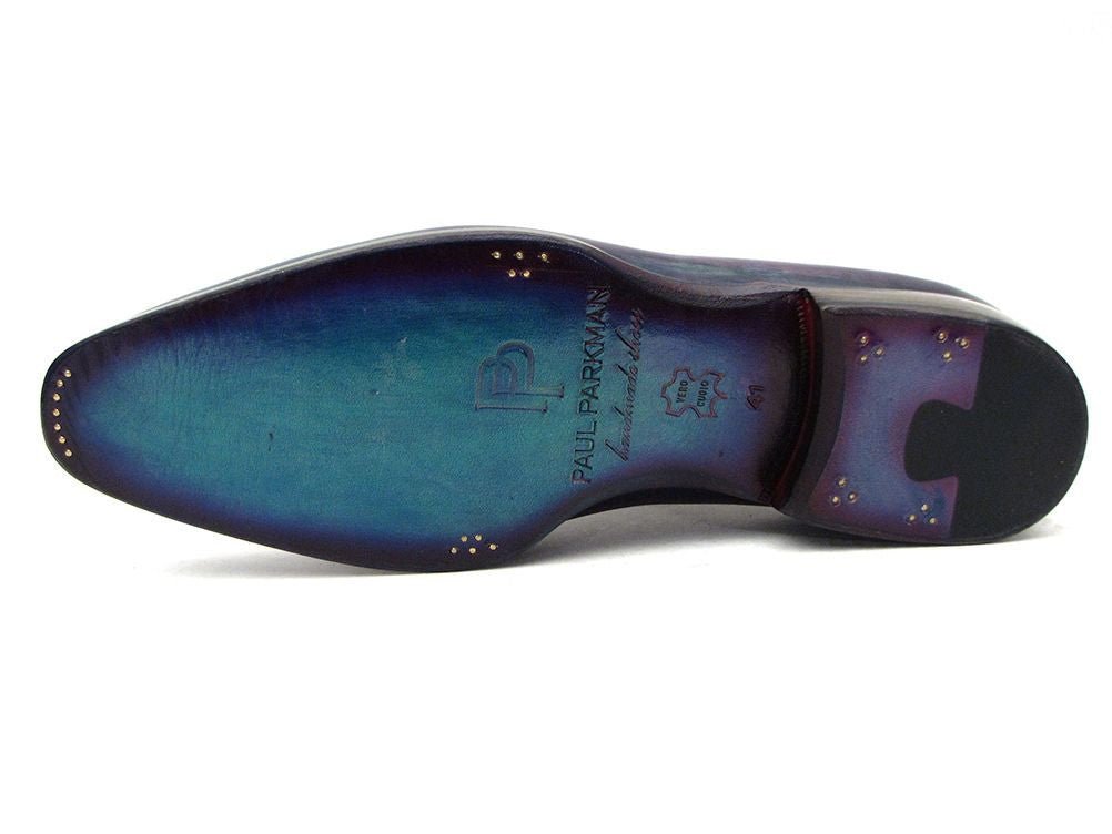 Paul Parkman Men's Medallion Toe Oxfords in Purple and Navy