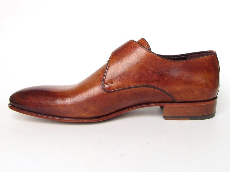 Paul Parkman Men's Monkstrap Shoes Side Handsewn Twisted Leather Sole Tobacco (ID24Y56)