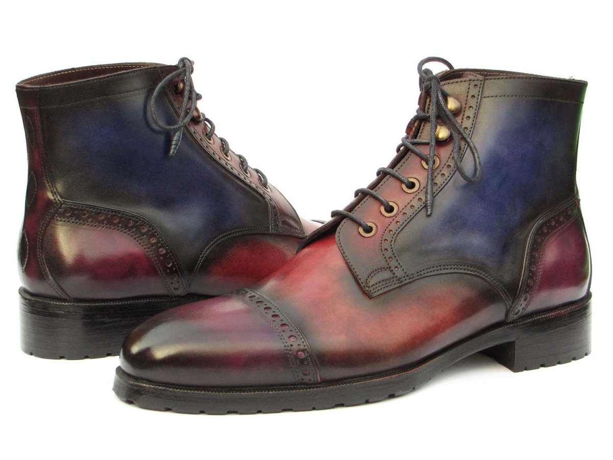 Paul Parkman Men's Multicolor Hand Painted Cap Toe Boots (IDBT9566 MLT)