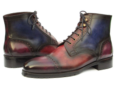 Paul Parkman Men's Multicolor Hand Painted Cap Toe Boots