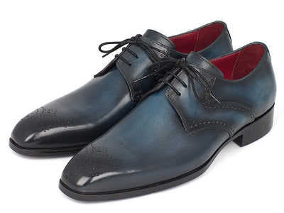 Paul Parkman Men's Navy and Blue Medallion Toe Derby Shoes (ID6584 - NAVY)