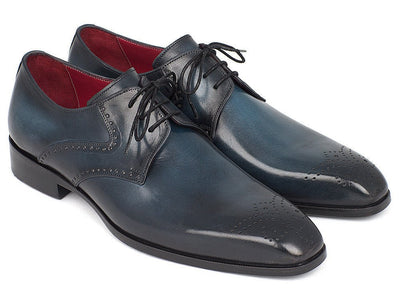 Paul Parkman Men's Navy and Blue Medallion Toe Derby Shoes (ID6584 - NAVY)