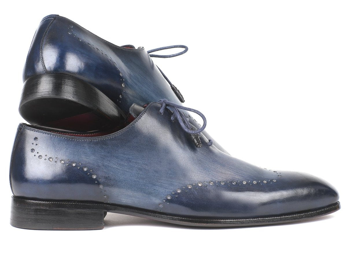 Paul Parkman Men's Navy Burnished Wingtip Oxfords (ID84NT56)