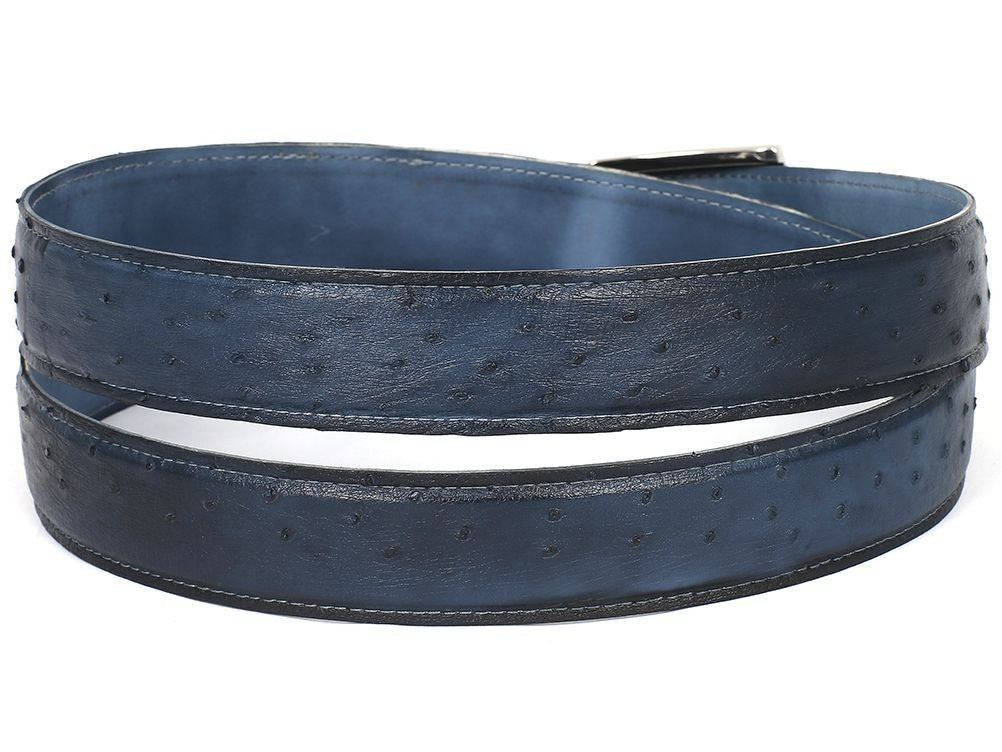 Paul Parkman Men's Navy Genuine Ostrich Belt (IDB04 NVY)