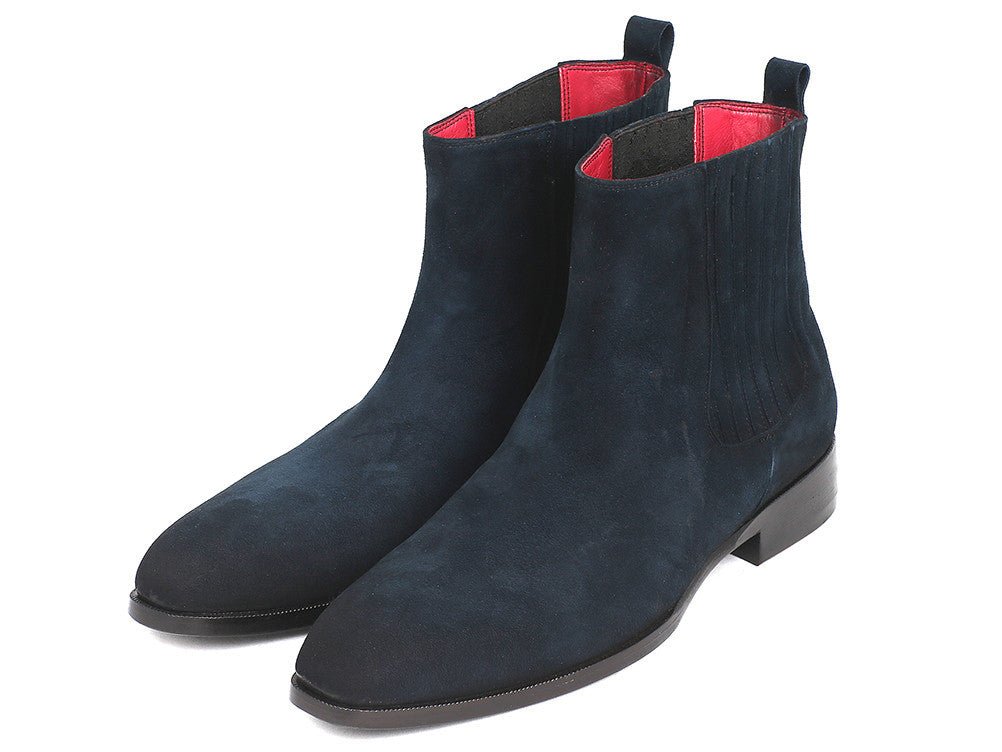 Paul Parkman Men's Navy Suede Chelsea Boots (IDSD875NVY)