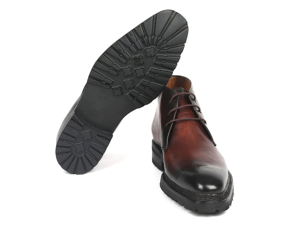 Paul Parkman Men's Norwegian Welted Chukka Boots Brown Burnished (ID8504 BRW)