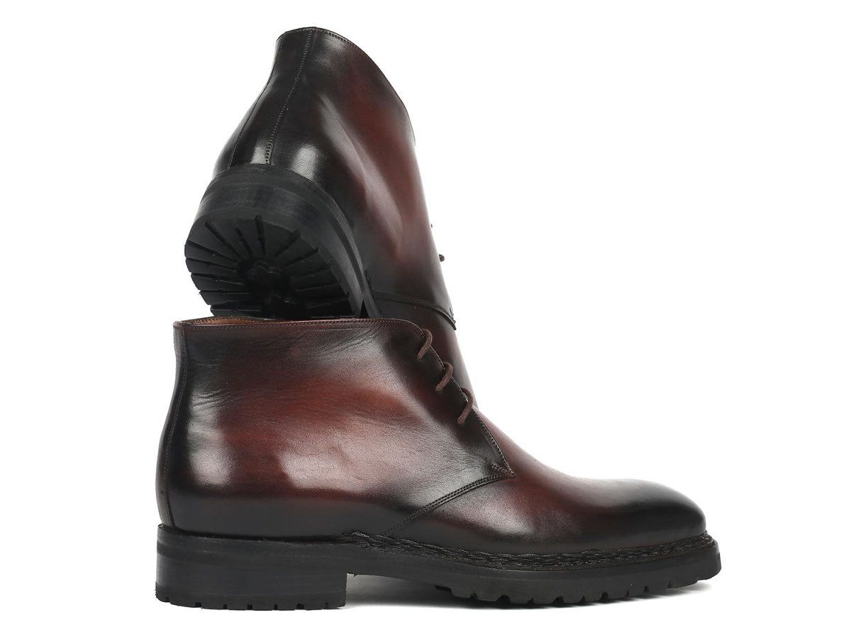 Paul Parkman Men's Norwegian Welted Chukka Boots Brown Burnished (ID8504 BRW)