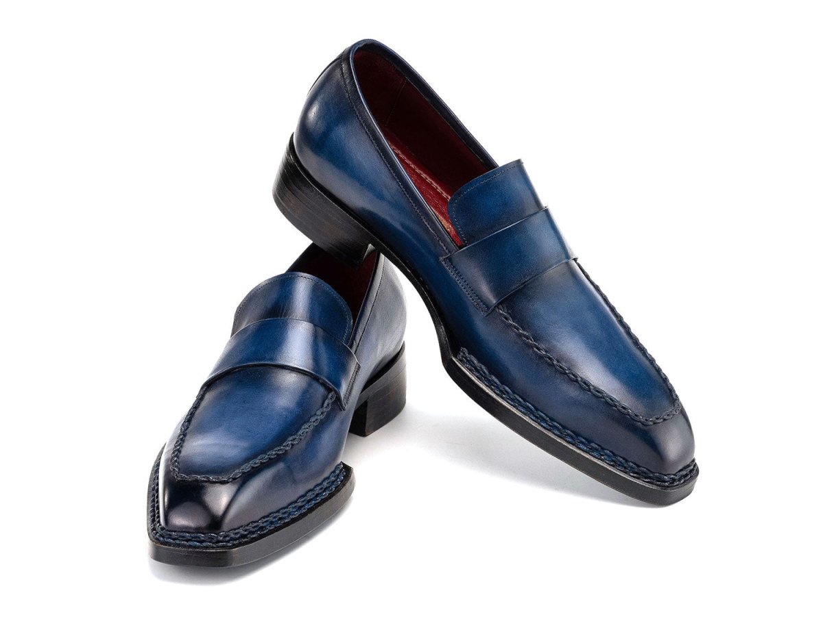 Paul Parkman Men's Norwegian Welted Loafers in Blue Patina