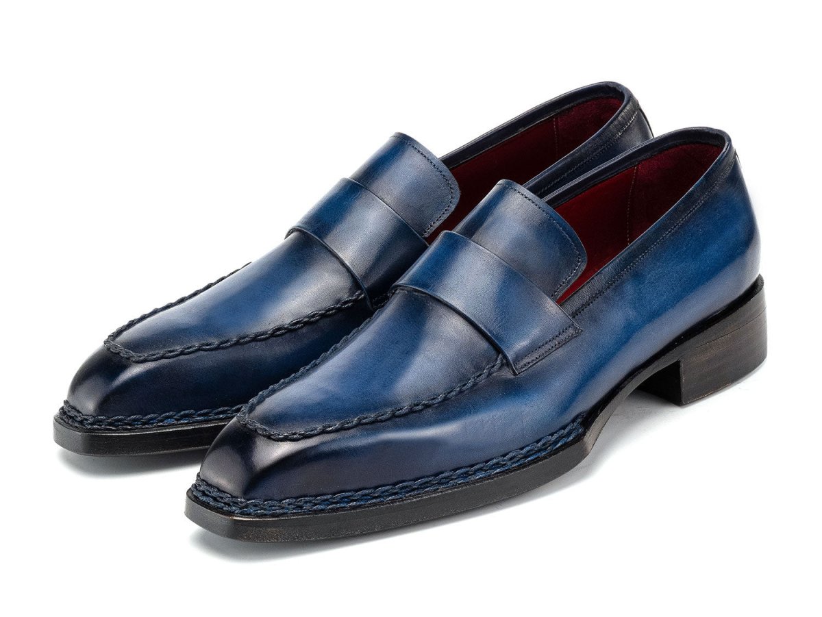 Paul Parkman Men's Norwegian Welted Loafers in Blue Patina