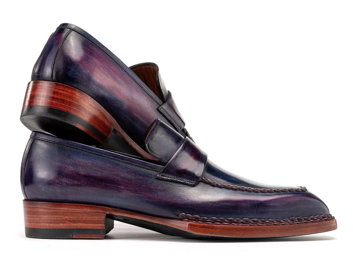 Paul Parkman Men's Norwegian Welted Loafers in Purple Patina