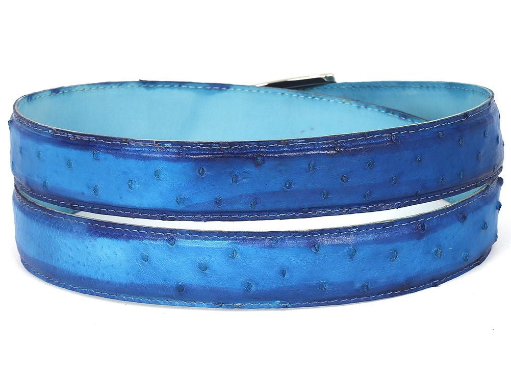 Paul Parkman Men's Ocean Blue Genuine Ostrich Belt (IDB04 OCEAN)