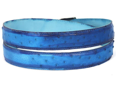 Paul Parkman Men's Ocean Blue Genuine Ostrich Belt (IDB04 OCEAN)