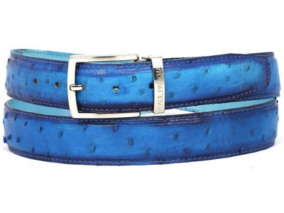 Paul Parkman Men's Ocean Blue Genuine Ostrich Belt (IDB04 OCEAN)