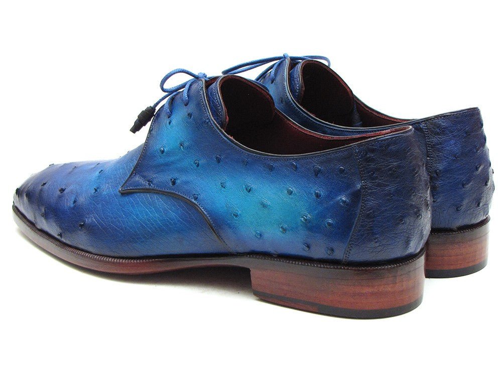 Paul Parkman Men's Ocean Color Genuine Ostrich Derby Shoes (ID79V22)