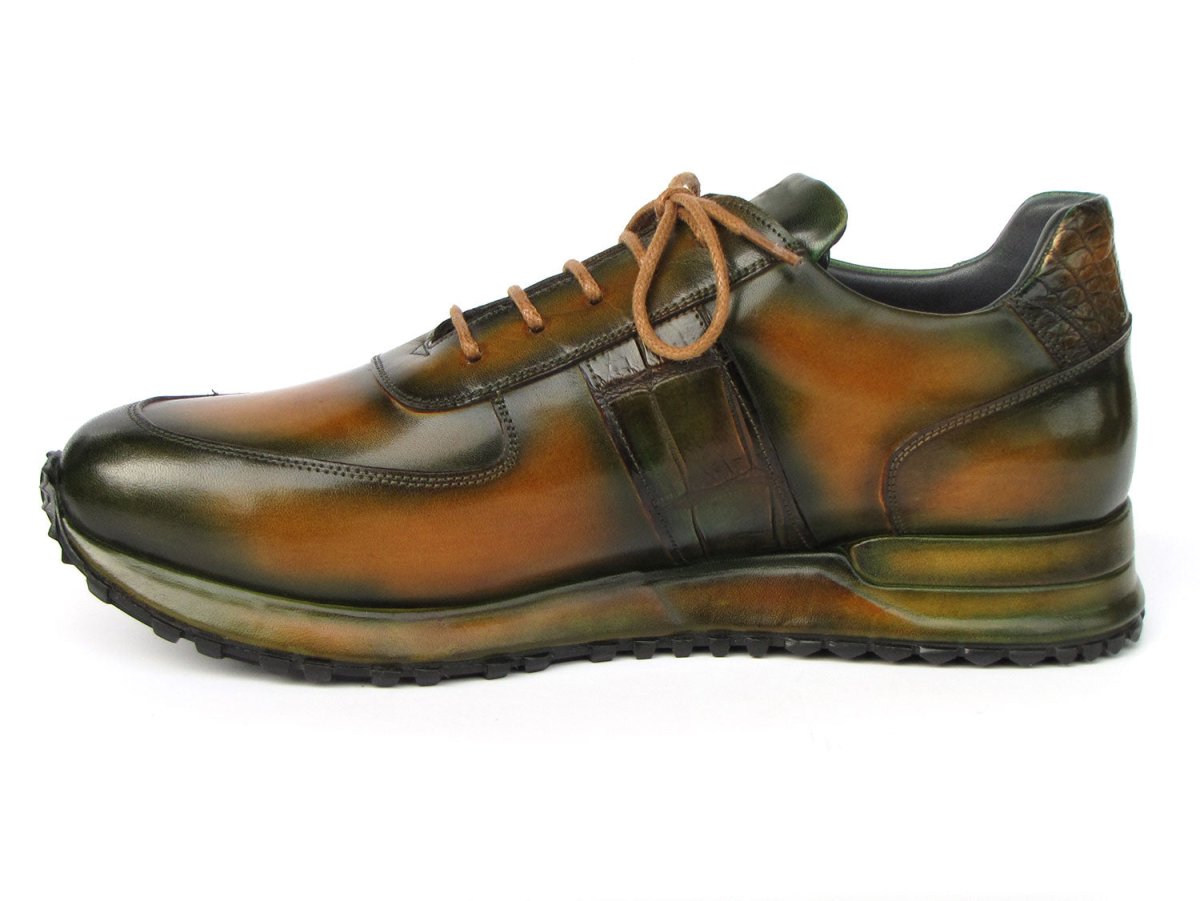 Paul Parkman Men's Olive Green Hand Painted Sneakers (IDLP208GRN)