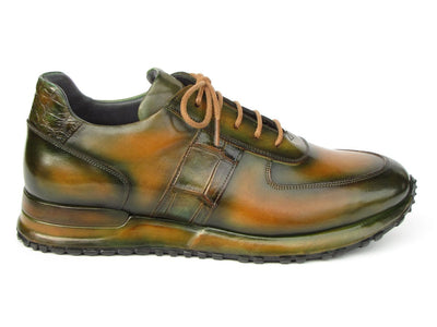 Paul Parkman Men's Olive Green Hand Painted Sneakers