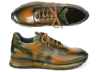 Paul Parkman Men's Olive Green Hand Painted Sneakers