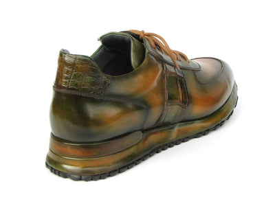Paul Parkman Men's Olive Green Hand Painted Sneakers