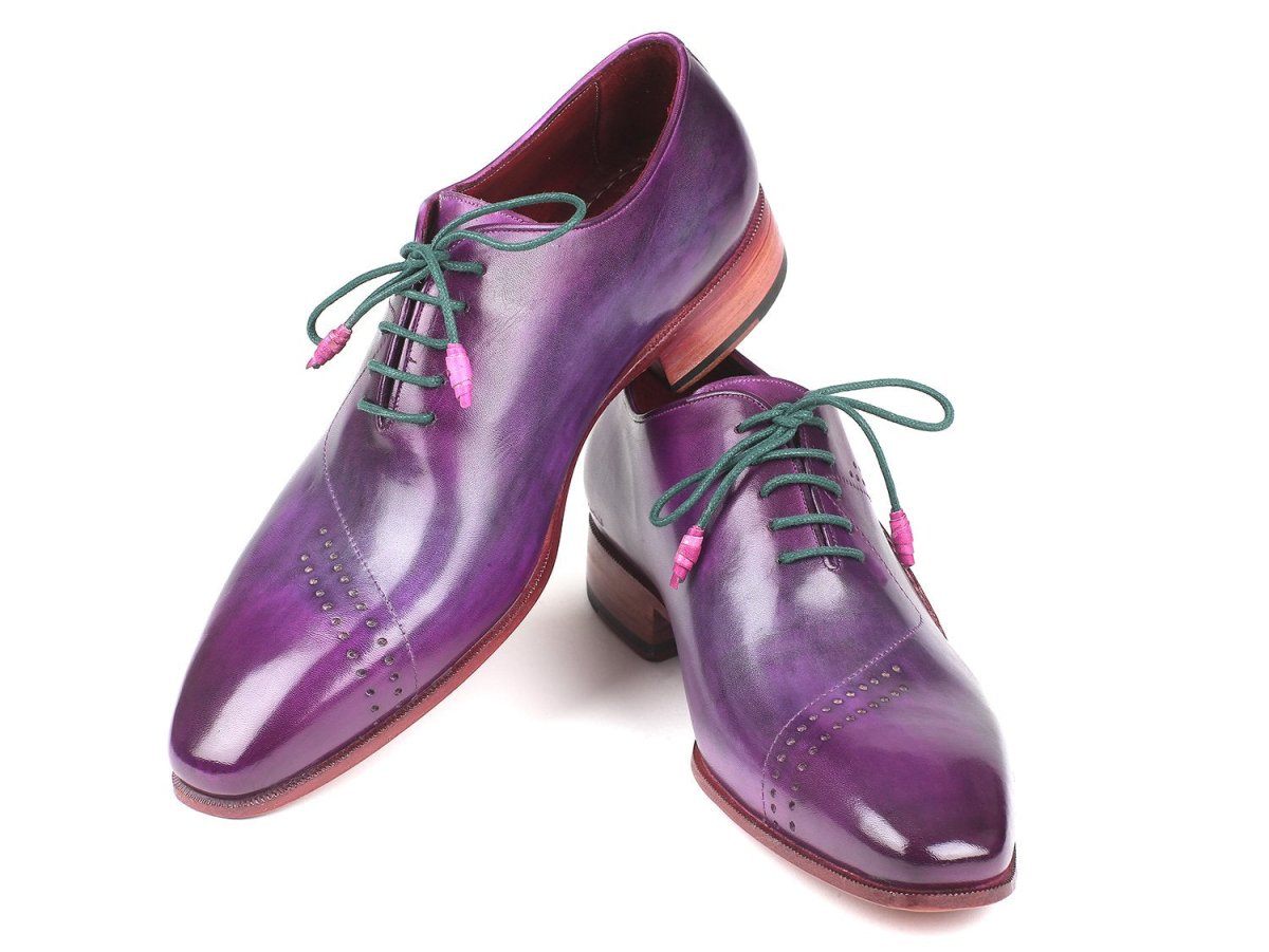 Paul Parkman Men's Opanka Construction Hand Painted Oxfords in Purple