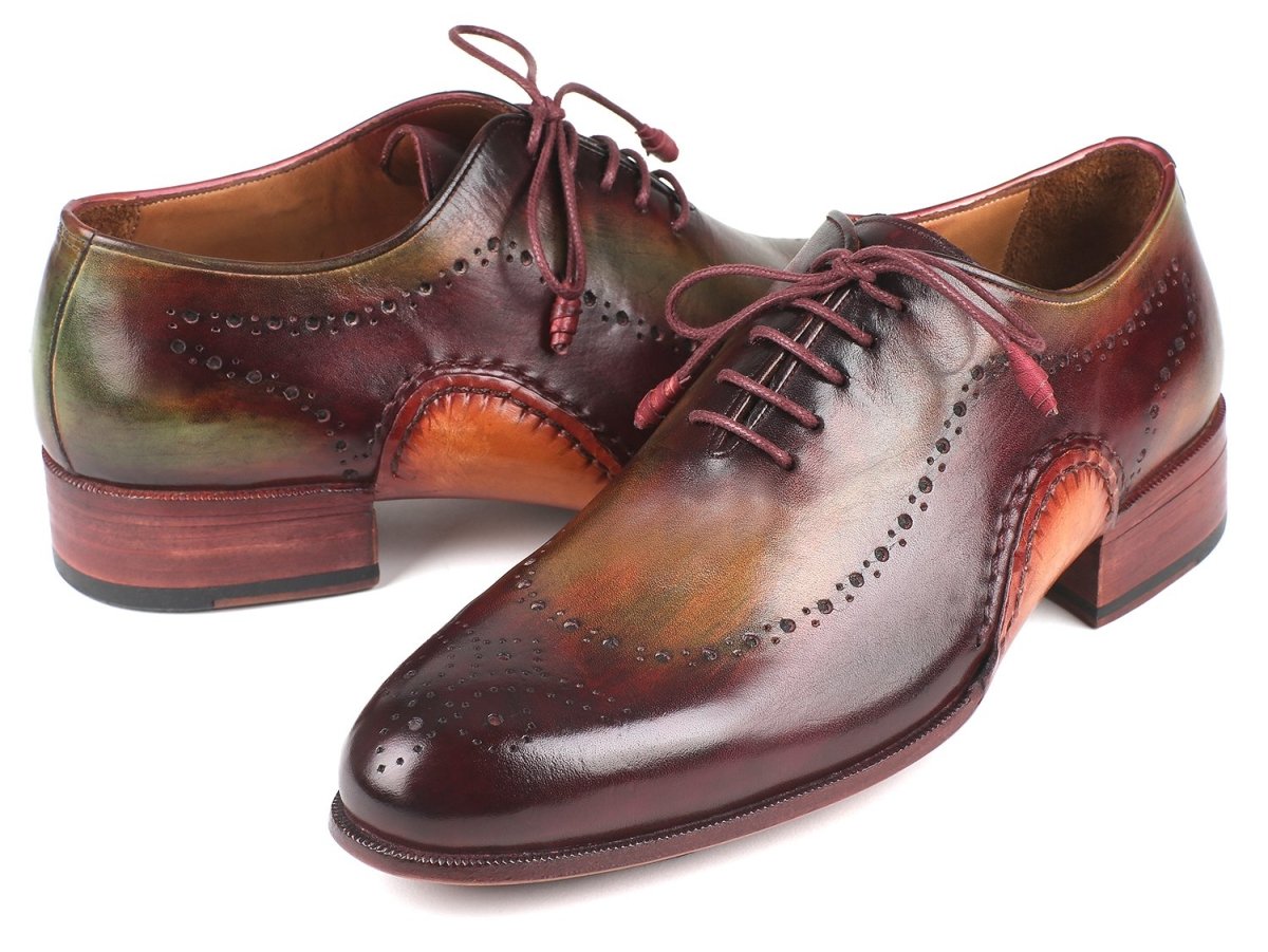 Paul Parkman Men's Opanka Construction Oxfords in Green and Bordeaux