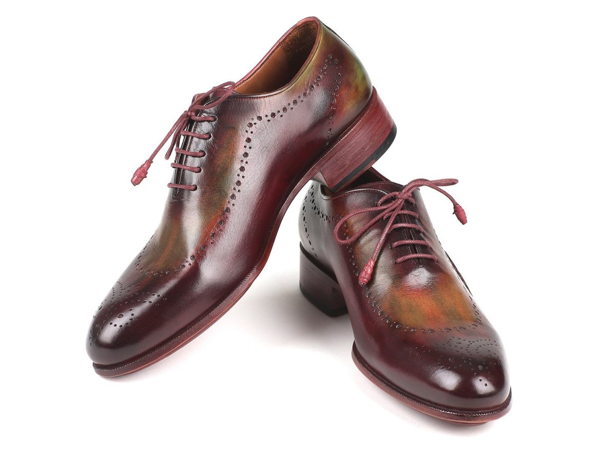 Paul Parkman Men's Opanka Construction Oxfords in Green and Bordeaux