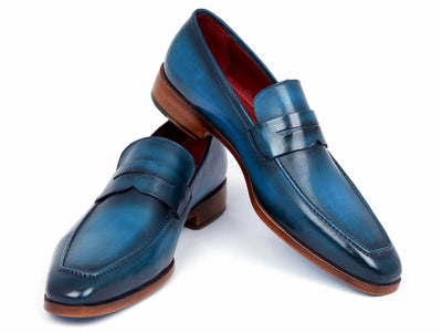 Paul Parkman Men's Penny Loafer Blue and Turquoise Calfskin (ID10TQ84)