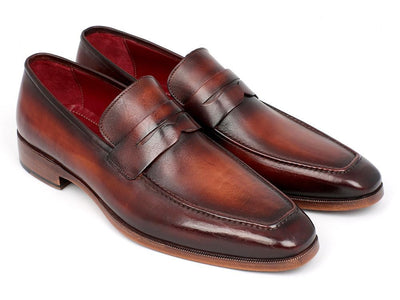 Paul Parkman Men's Penny Loafer Bordeaux and Brown Calfskin (ID10FD61)