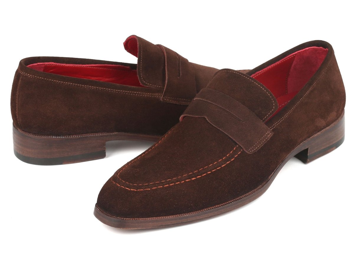 Paul Parkman Men's Penny Loafers Brown Suede (ID10SD83)