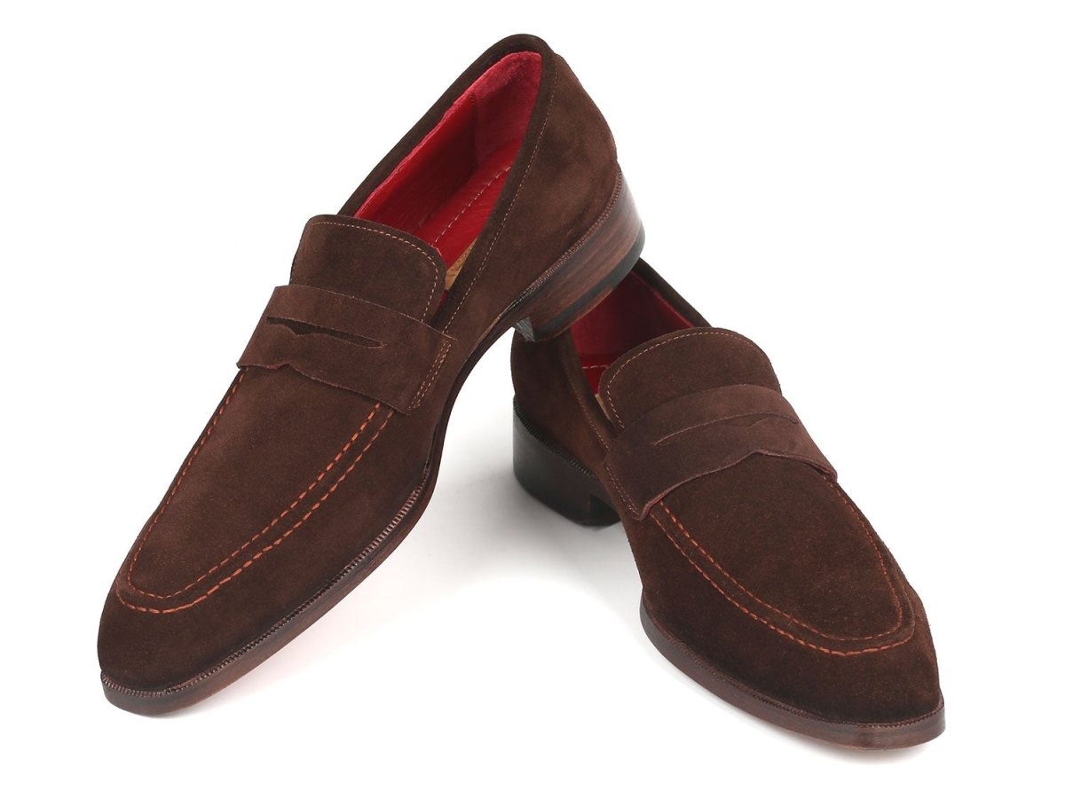 Paul Parkman Men's Penny Loafers Brown Suede (ID10SD83)