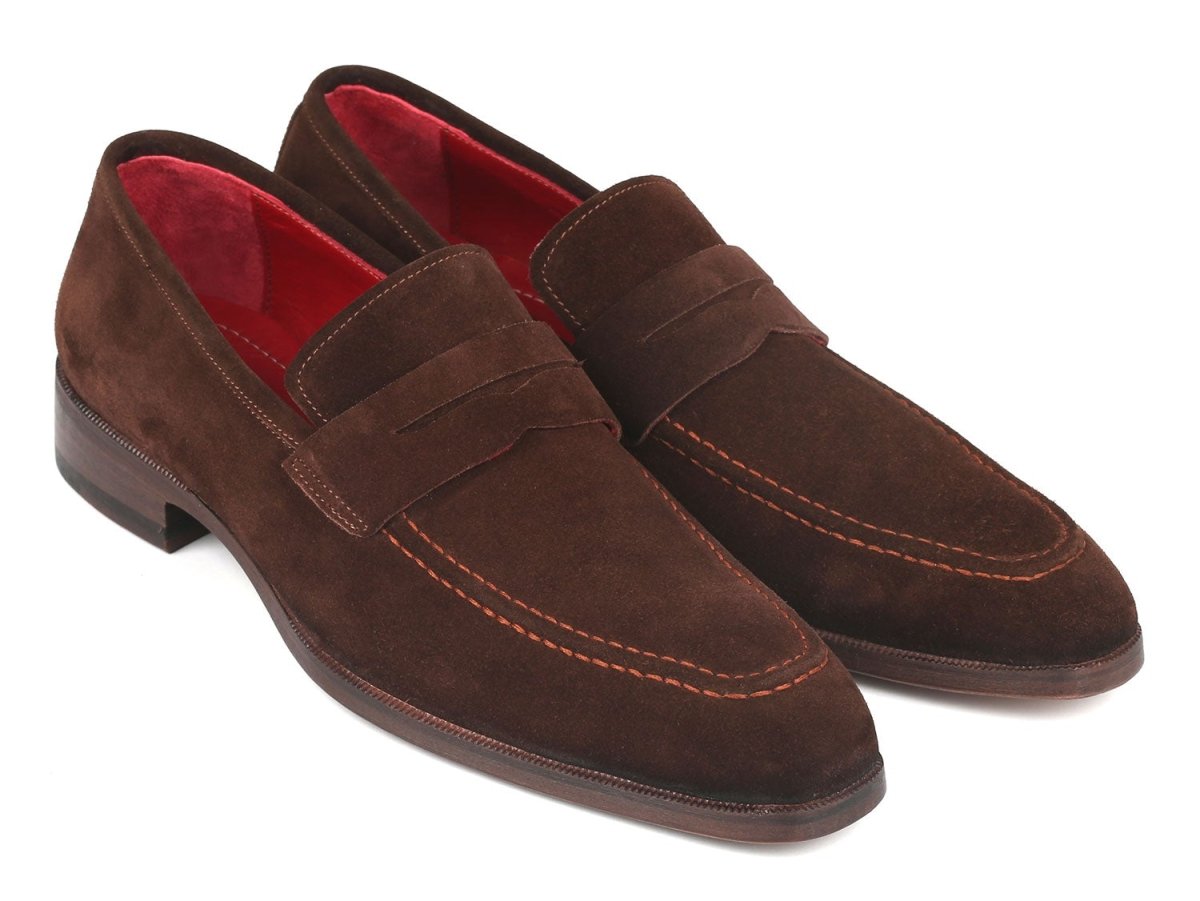 Paul Parkman Men's Penny Loafers Brown Suede (ID10SD83)