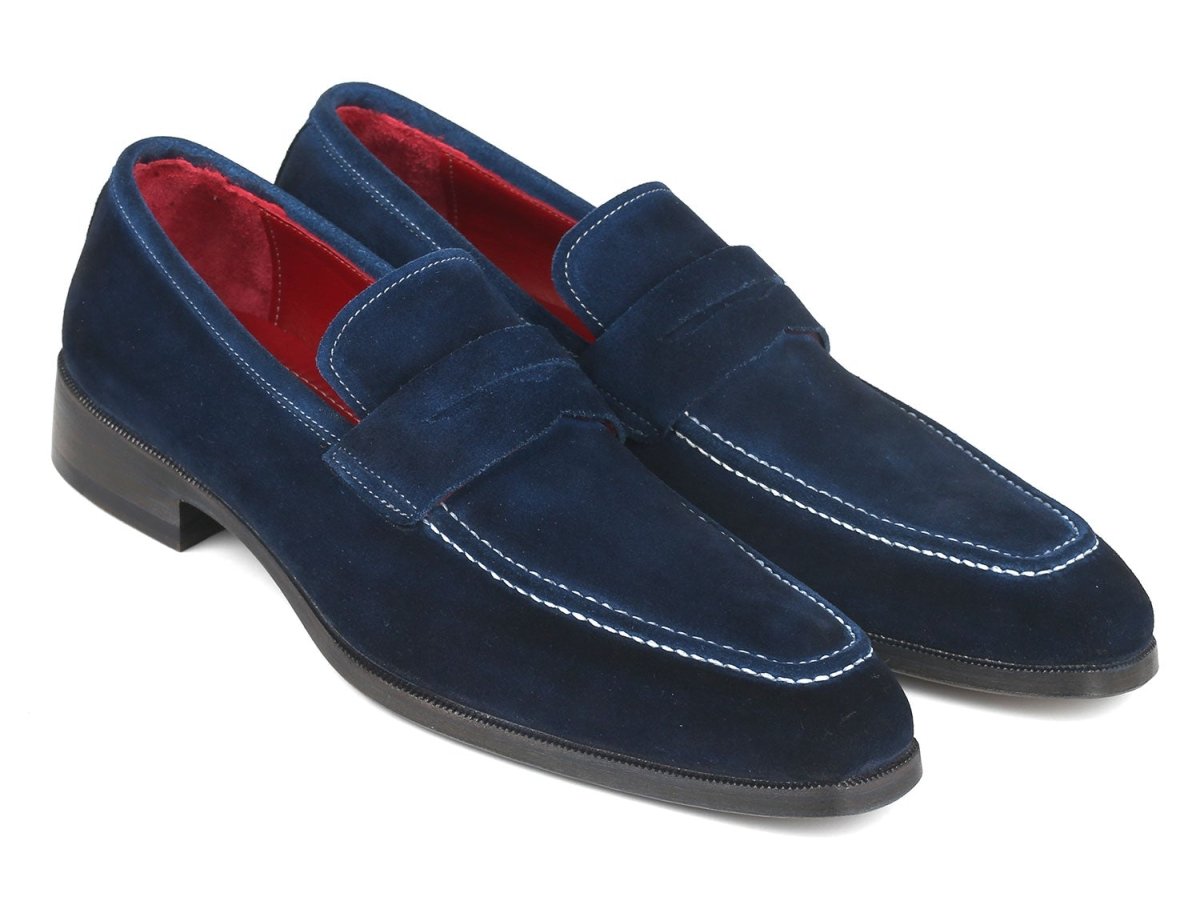 Paul Parkman Men's Penny Loafers Navy Suede (ID10SD21)