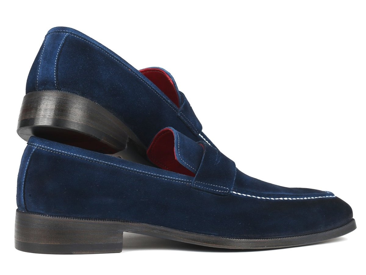 Paul Parkman Men's Penny Loafers Navy Suede (ID10SD21)