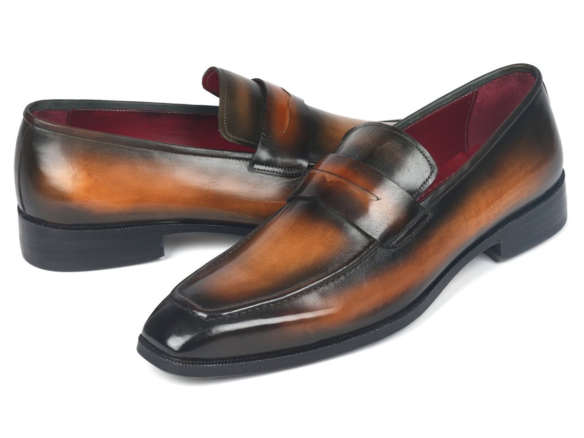 Paul Parkman Men's Penny Loafers Olive Brown (ID10LZ24)