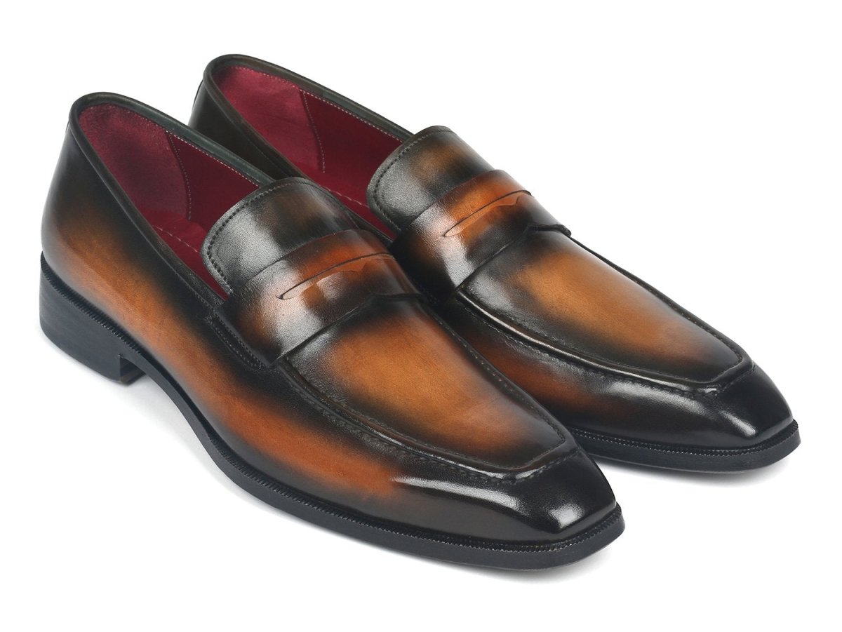 Paul Parkman Men's Penny Loafers Olive Brown (ID10LZ24)