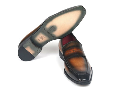Paul Parkman Men's Penny Loafers Olive Brown (ID10LZ24)