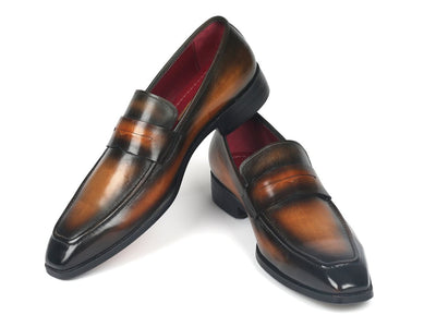 Paul Parkman Men's Penny Loafers Olive Brown (ID10LZ24)
