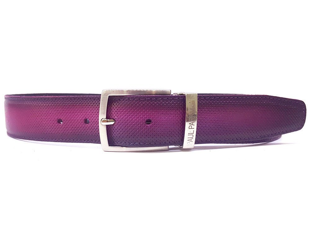 Paul Parkman Men's Perforated Leather Belt Purple (IDB08 - RP)