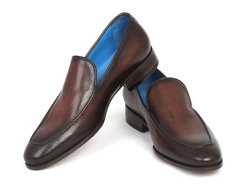 Paul Parkman Men's Perforated Leather Loafers in Brown