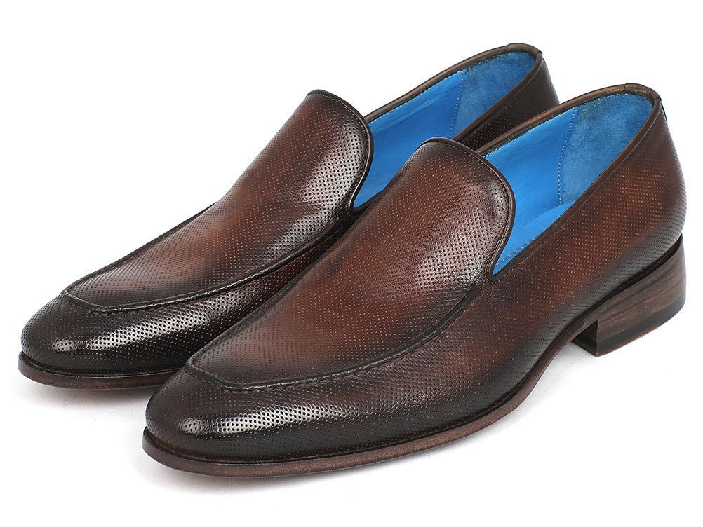 Paul Parkman Men's Perforated Leather Loafers in Brown