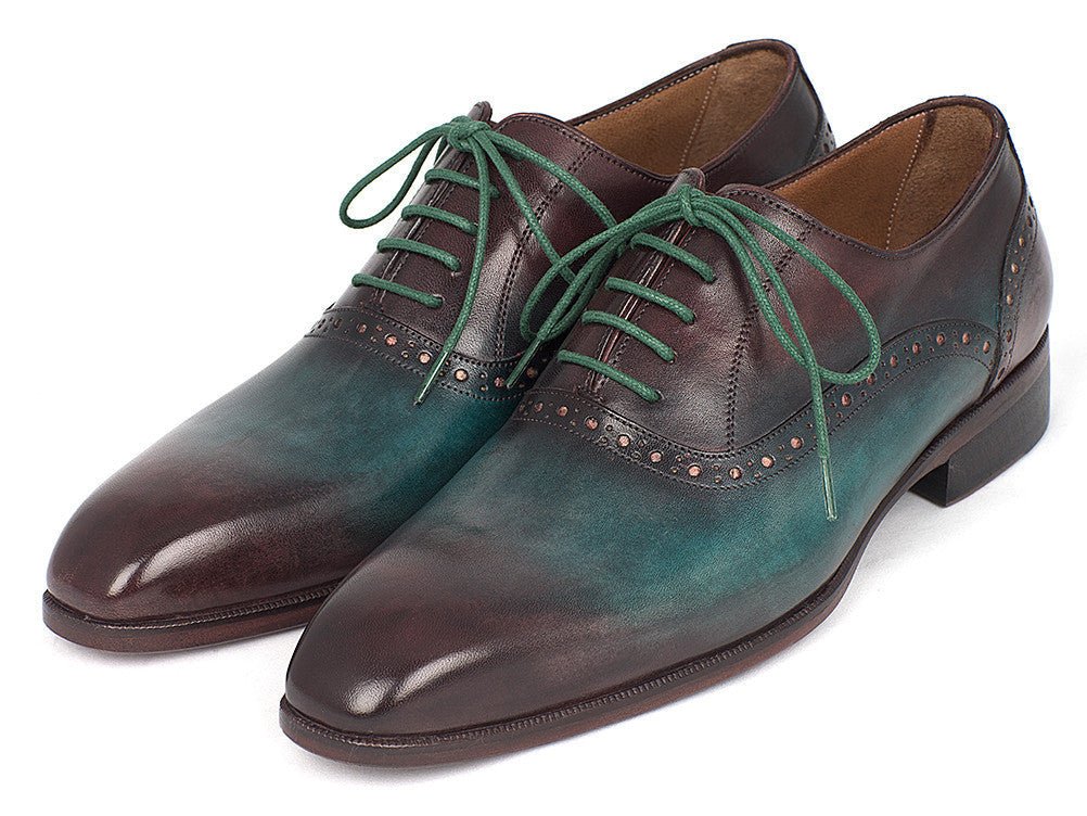 Paul Parkman Men's Plain Toe Oxfords in Green and Bordeaux