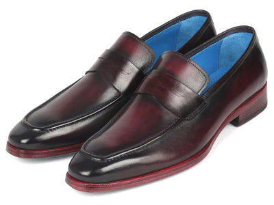 Paul Parkman Men's Purple Burnished Penny Loafers (ID10PR23)